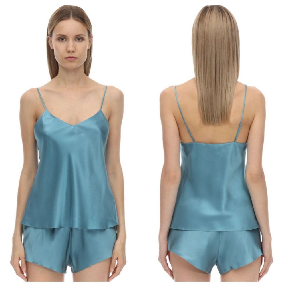 NWOT Luna di Seta 100% Silk Blue Cami Pajama Top